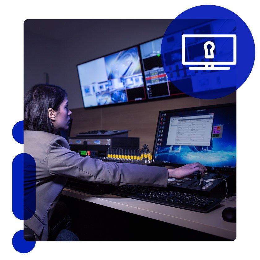 Woman working in network operation center