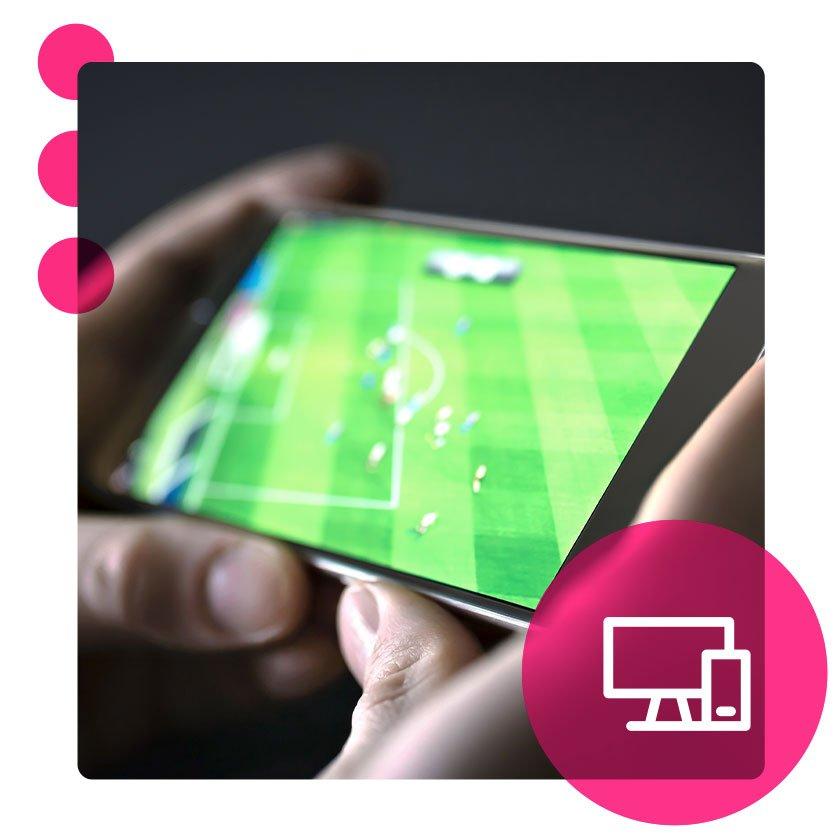 Man watching live sports on mobile device