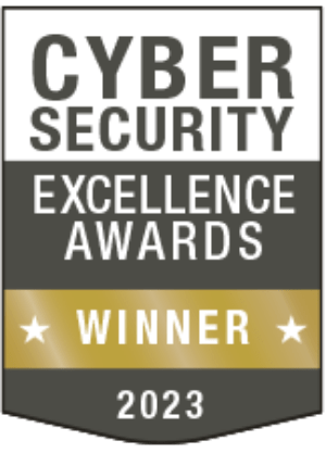 The badge logo of the winner for the 2023 Cybersecurity Excellence Awards.