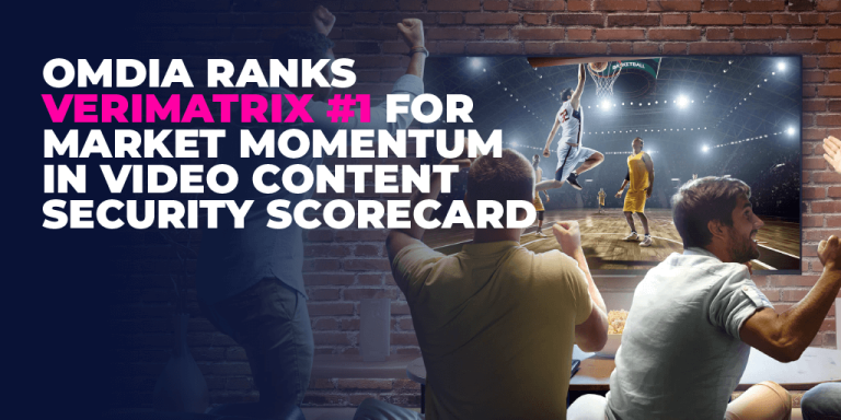 A title screen describing how Verimatrix was ranked #1 in Omdia's Video Content Security Scorecard.