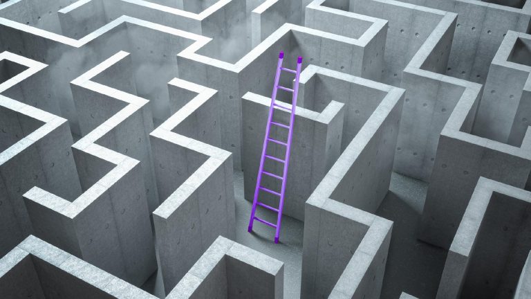 A ladder providing a shortcut out of a maze.